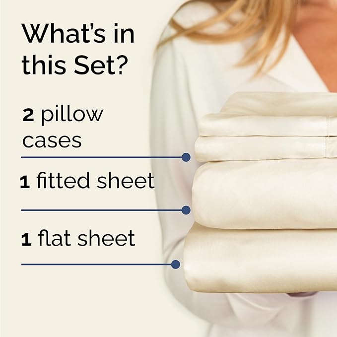 Twin 4 Piece Sheet Set - Comfy Breathable & Cooling - Ultra-Soft Hotel Luxury Bedding Set with 8-16 Inch Deep Pockets - 1 Flat & 1 Fitted Sheet & 2 Pillowcases - Wrinkle Free & Easy Care - Off White