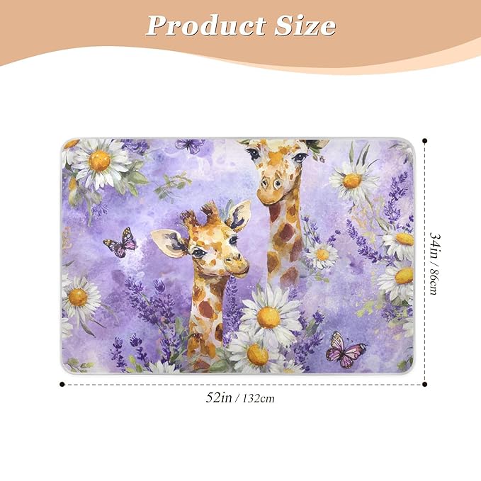 Waterproof Bed Pad Reusable Changing Pad Toddler Mattress Protector Large Pee Pad Baby Diaper Pad Soft Washable Liner Watercolor Giraffe Daisy Purple