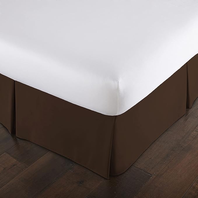 Southshore Fine Living, Inc. Full Size Bed Skirt, 14-Inch Drop Pleated Bed Skirt for Full Mattress, Dust Ruffle for Full Size Bed, Chocolate Brown