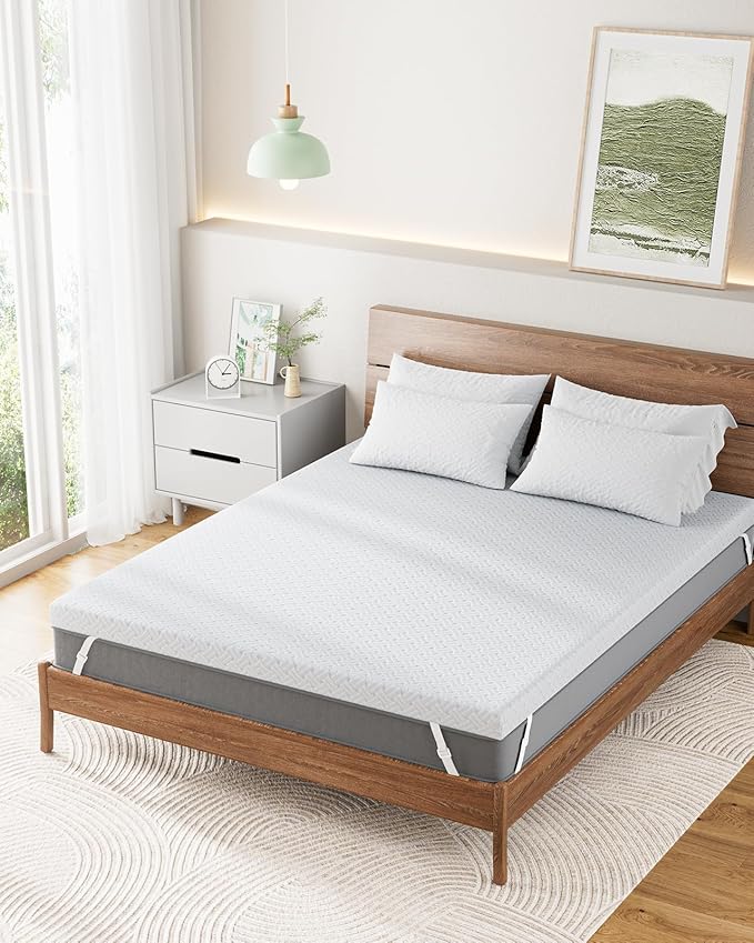PERLECARE Twin Mattress Topper - 4 Inch Cooling Memory Foam Mattress Pad for Pressure Relief,Bed Topper with Bamboo Cover,Removable & Washable & Non-Slip,CertiPUR-US & Oeko-Tex Certified