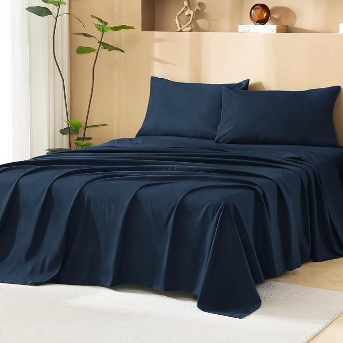 Litanika Navy Blue Queen Size Comforter Set with Sheets - 7 Pieces Bed in a Bag Queen Boho Tufted Complete Bedding Sets with Comforter, Sheets, Pillowcases & Shams