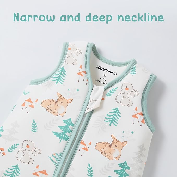 Baby Sleeping Bag 2.5 TOG Cotton Winter Sleep Sack for Newborn babies, Unisex Baby Wearable Blanket with Animal Patterns, Deer, XL