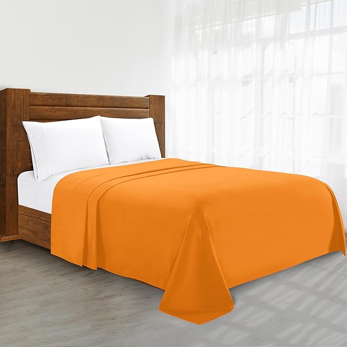 Luxury Flat Sheet on Amazon Elegant Comfort Wrinkle-Free 1500 Premier Hotel Quality 1-Piece Flat Sheet, King Size, Vibrant Orange