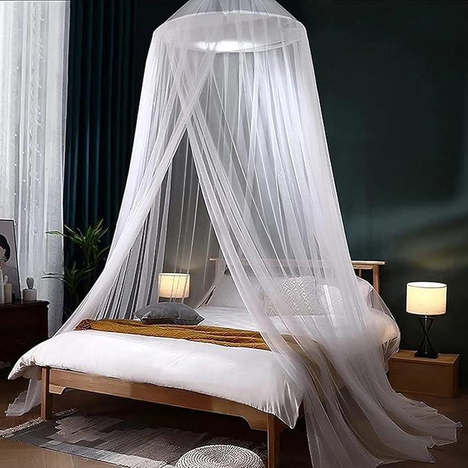 Comtelek Mosquito Net Bed Canopy for Girls,King Canopy Bed Curtains Full Queen Size from Ceiling,Dome Mosquito Netting Bed Tent Twin Girls Princess Canopy Bed White Decor for Baby Crib