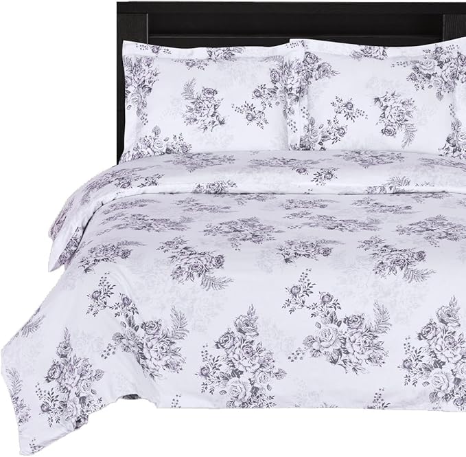 Royal Hotel Bedding Bally Floral 4-Piece Full/Queen Comforter Set, 100-Percent Cotton, 300-Thread-Count by Royal Hotel