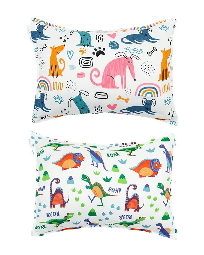 ALVABABY Toddler Pillowcases Stretchy Soft Kids Pillow Cover 2 Pack Fit 13"x 18" or 12"x16" Envelope for Girl Boy Sleepy Travel 2TPE32A