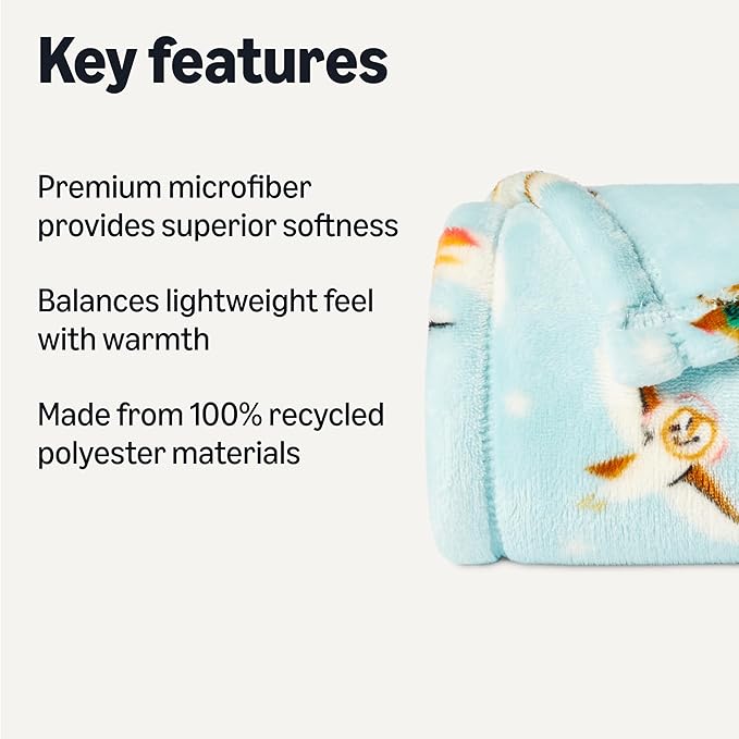 Amazon Basics Kids Fleece Blanket, Ultra-Soft Lightweight Throw for Children, Forest Friends, 50 x 60 Inches