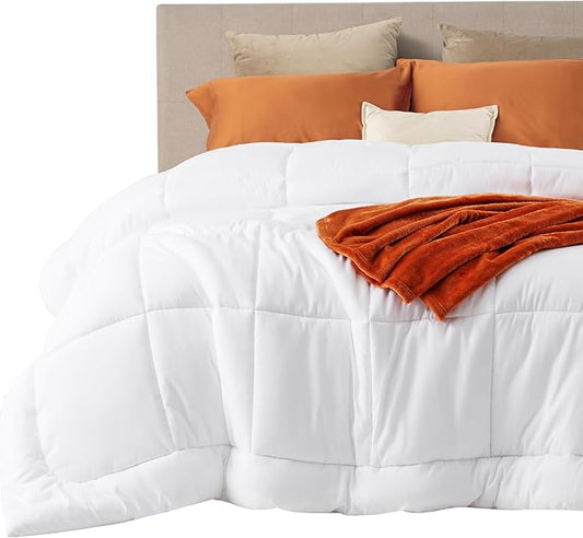 Bedsure Comforter Duvet Insert - Quilted Comforters King Size, All Season Duvet, GentleSoft Down Alternative Bedding Blanket, with 8 Tabs, Gifts for Women/Men, White, King 90 x 102 Inches