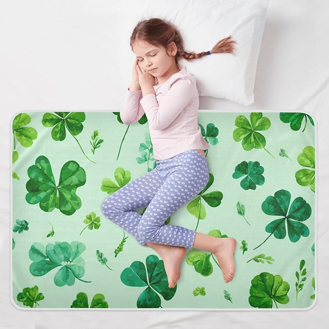 Waterproof Bed Pad Reusable Changing Pad Toddler Mattress Protector Large Pee Pad Baby Diaper Pad Soft Washable Liner Light Green St Patrick Clovers