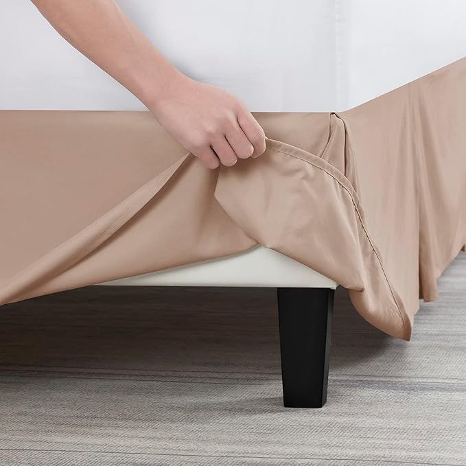 Nestl Taupe Bed Skirt King Size - King Bed Skirt 14 Inch Drop - Brushed Microfiber Bed Skirts - Hotel Quality Pleated Bed Skirt - Shrinkage & Fade Resistant
