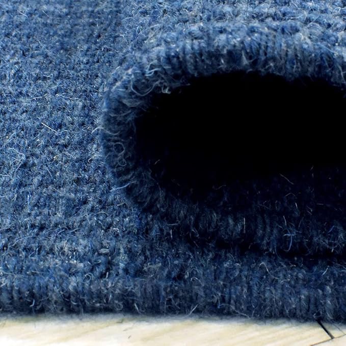 Rugsotic Carpets Hand Woven Flat Weave Kilim Wool 4'x6' Area Rug Solid Blue D00111