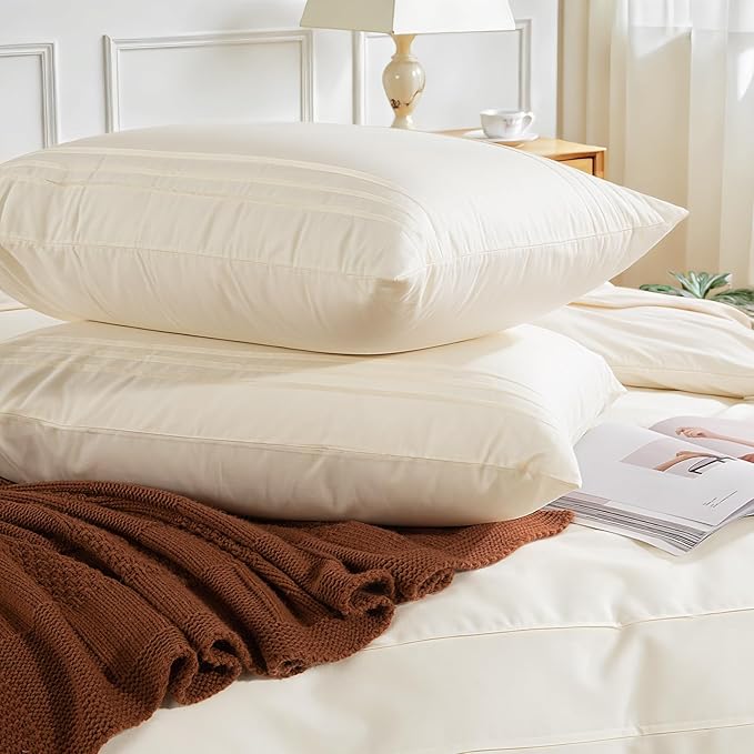 NEXHOME PRO 100% Organic Cotton Duvet Cover King, Linen Like Pleated Textured Ivory Duvet Cover Set, 3pc Bedding Set with Zipper Closure, Soft, Lightweight and Breathable,104"x90", No Comforter