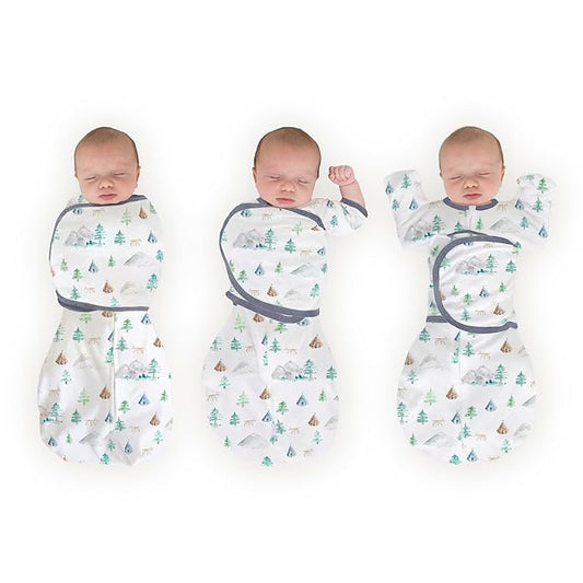 SwaddleDesigns 6-Way Omni Swaddle Sack, Arms Up Swaddle for Newborn, More Options to Calm Startle Reflex, Improves Sleep, 12-18 lbs, Watercolor Mountains & Trees