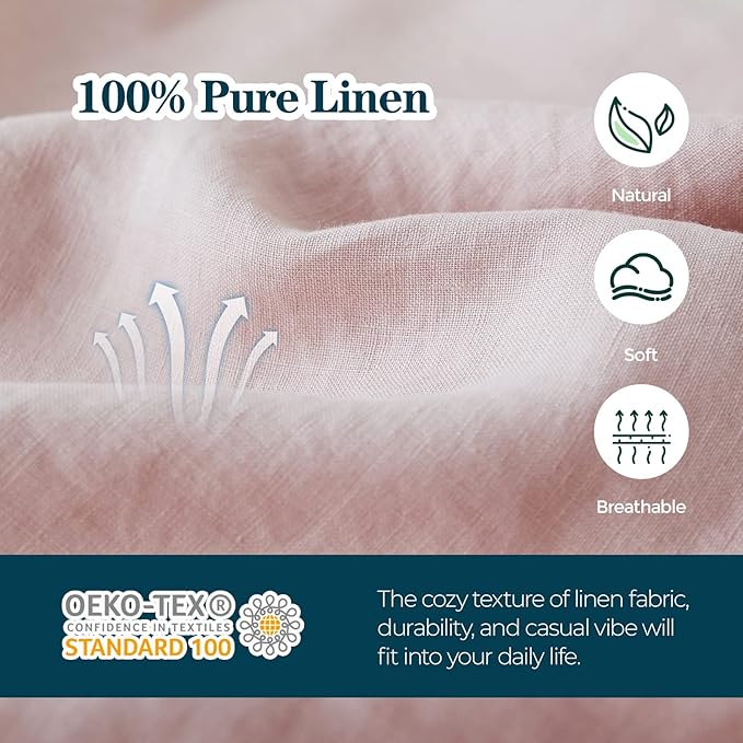 Simple&Opulence Body Pillow Cover 20" x 54",100% Pure Linen, Ultra Soft and Breathable, Body Pillowcase with Envelope Closure for Adults (Dusty Pink)