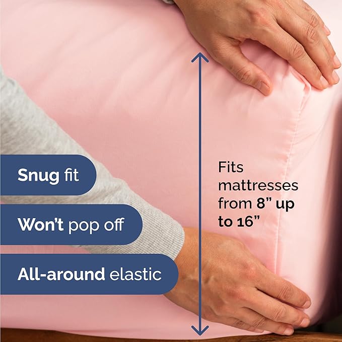Twin 4 Piece Sheet Set - Comfy Breathable & Cooling - Ultra-Soft Hotel Luxury Bedding Set with 8-16 Inch Deep Pockets - 1 Flat & 1 Fitted Sheet & 2 Pillowcases - Wrinkle Free & Easy Care - Baby Pink