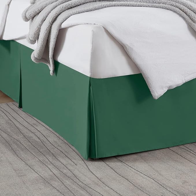 Nestl Hunter Green Bed Skirt Queen Size - Queen Bed Skirt 14 Inch Drop - Brushed Microfiber Bed Skirts - Hotel Quality Pleated Bed Skirt - Shrinkage & Fade Resistant