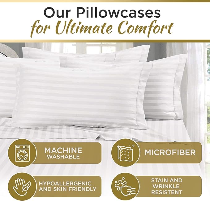 Twin XL 100% Microfiber Double Brushed Sheet Set - Extra-Soft & Wrinkle-Free - 15" Deep Pockets, 39" x 80" - Ideal for Dorms, Hospitals & Split King Beds - 3 PC Set (Twin XL, Bright White)
