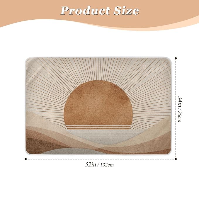 Waterproof Bed Pad Reusable Changing Pad Toddler Mattress Protector Large Pee Pad Baby Diaper Pad Soft Washable Liner Boho Sun