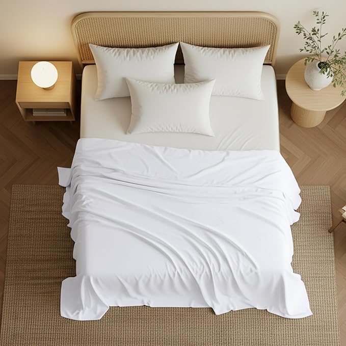 Utopia Bedding Flat Sheets - Pack of 6 - Soft Brushed Microfiber Fabric - Shrinkage & Fade Resistant Top Sheets - Easy Care (California King, White)