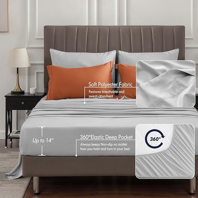BEDELITE Twin Comforter Set 5 Pieces Bed in A Bag - Soft Microfiber Reversible Burnt Orange Bed Set with Comforters, Sheets, Pillowcase & Sham, Cozy Luxury Bedding Sets for All Season