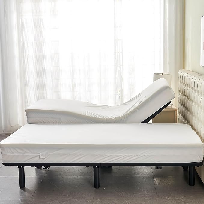 Zippered Split King Mattress Protector for Adjustable Beds 100% Waterproof 6-Sided Mattress Encasement Full Coverage Complete Cover