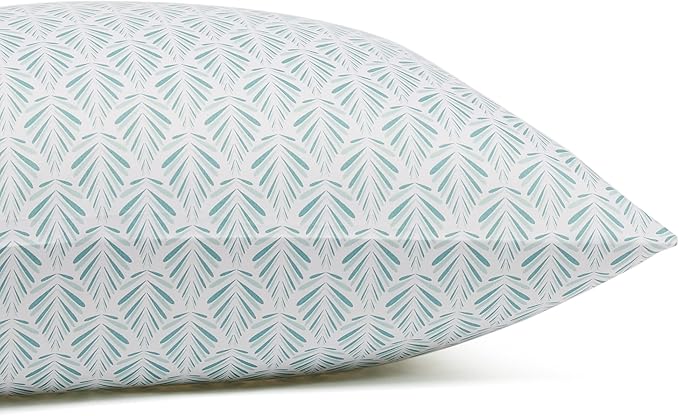 Amazon Basics Lightweight Super Soft Breathable Wrinkle-Free Microfiber 4-Piece Bed Sheet Set with 14" Deep Pockets, King, Aqua Fern, Printed