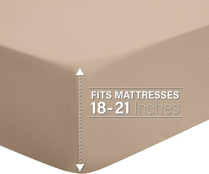 Modern Threads 6-Piece Bed Sheet Set - Deep Pocket, Soft Brushed Microfiber Sheets, Cool & Breathable for Mattress Up to 21 Inches, Includes 4 Pillowcases, Flat & Fitted Sheets, Cream King