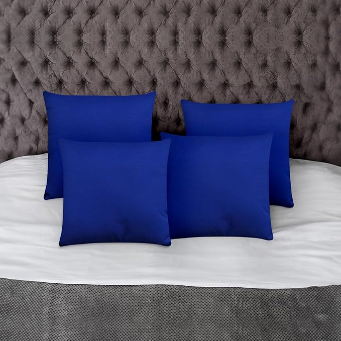Covers & All Premium Square Throw Pillow Inserts with Covers Set of 4, 20 x 20 Inches Blue, Decorative Cushions for Couch Sofa Home Decor Office Travel UV Resistant Waterproof Soft Cushions Pillows