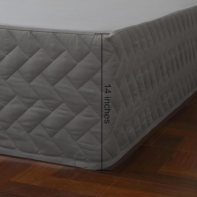 Queen Bed Skirt-Box Spring Cover with 14 Inch Tailored Drop,Wrinkle and Fade Resistant Hotel Wrap Around Bed Skirts,Bed Frame Cover (Checkered Gray, Queen)