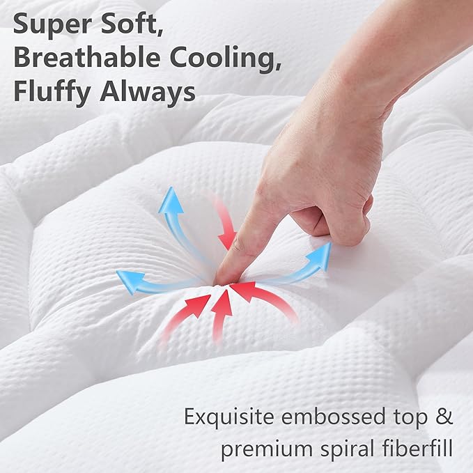King Size Mattress Pad Waterproof, Cooling Mattress Topper Noiseless, Leak Proof Mattress Protector Deep Pocket Washable, Quilted Fitted Soft King Mattress Pad Cover (78x80 inch, White)