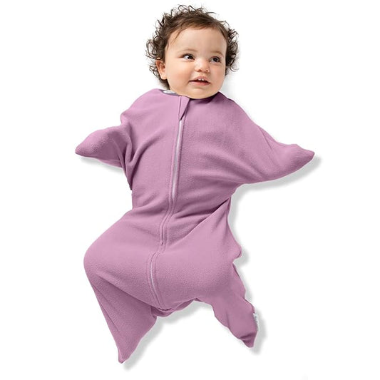 SleepingBaby Zipadee-Zip Transition Swaddle - Cozy Fleece Wearable Blanket with Two-Way Zipper for Baby Sleep - Lavender, Large (12-24 Month)