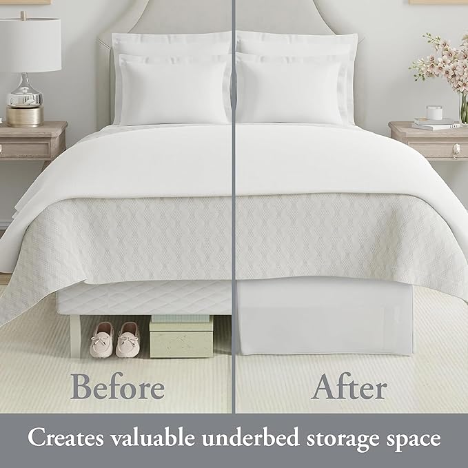 Bed Maker’s Never Lift Your Mattress Bed Skirt, Designed for Box Spring Beds, Split Corners, 14 Inch Drop Length, Queen, Black