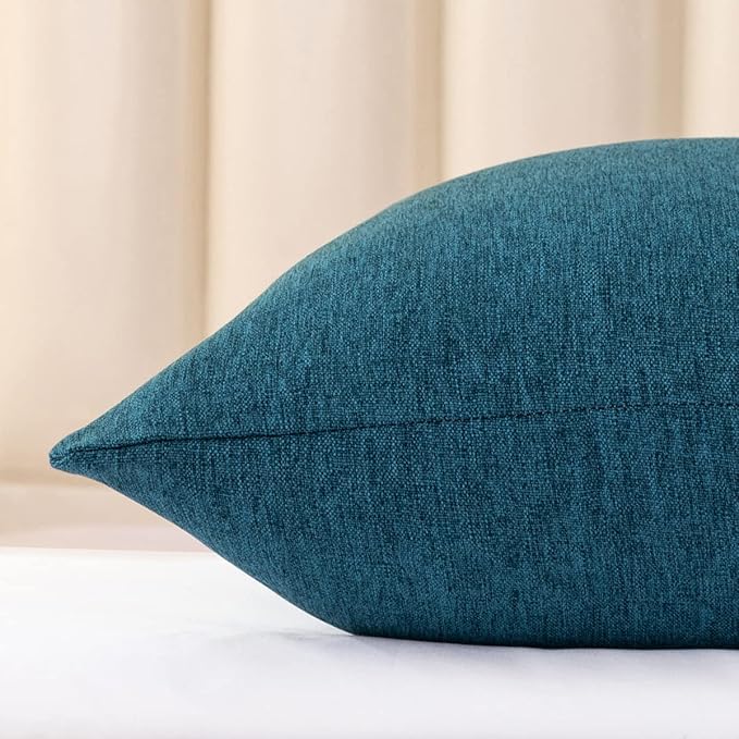 AMBERIS 2 Pillowcases (45×45cm)(Without Insert) Blue, Imitation Linen Decorative 2 Pillowcases (Without Insert) for Home Hotel