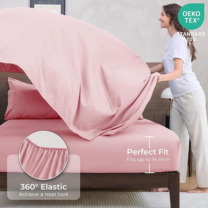 HEVUMYI Pink Twin-XL Comforter Set - 5-Piece All Season Bed in a Bag Twin-XL, Ultra Soft Bedding Set with Comforter, Flat Sheet, Fitted Sheet, Pillowcases, Pillow Shams, Pink