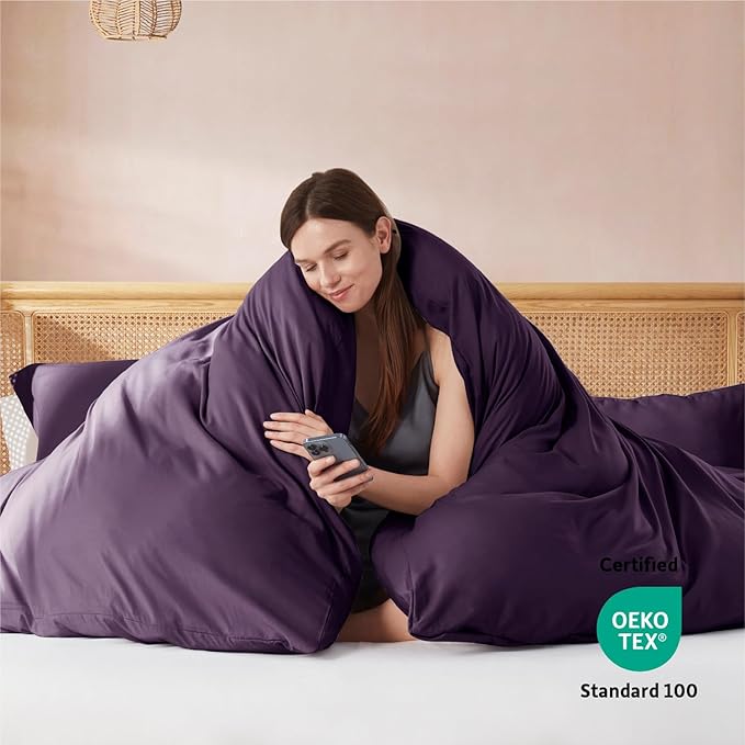 Nestl Purple Duvet Cover Queen Size - Soft Double Brushed Queen Duvet Cover Set, 3 Piece, with Button Closure, 1 Duvet Cover 90x90 inches and 2 Pillow Shams