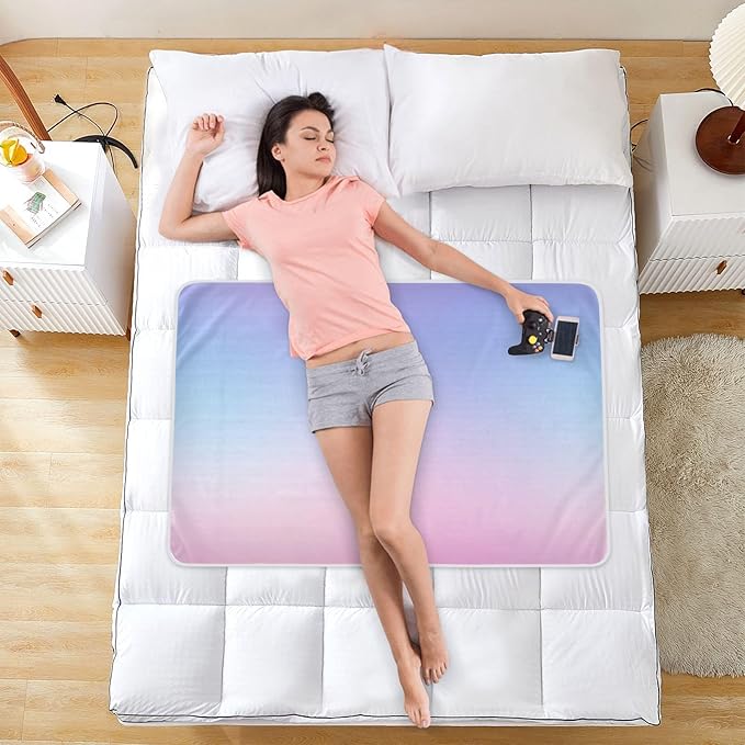 Waterproof Bed Pad Reusable Changing Pad Toddler Mattress Protector Large Pee Pad Baby Diaper Pad Soft Washable Liner Pink Purple Gradient