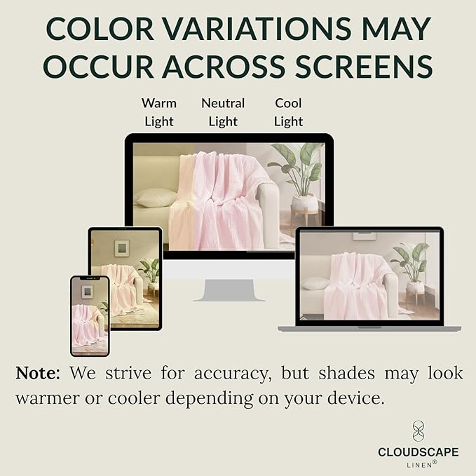 Cloud Scape Linen 8-Layer Muslin Blanket King Size for Adult - 100% Cotton, Breathable and Soft, Perfect Winter Cozy Blanket, Fits up to California King Bed, 92x108, Seashell Pink
