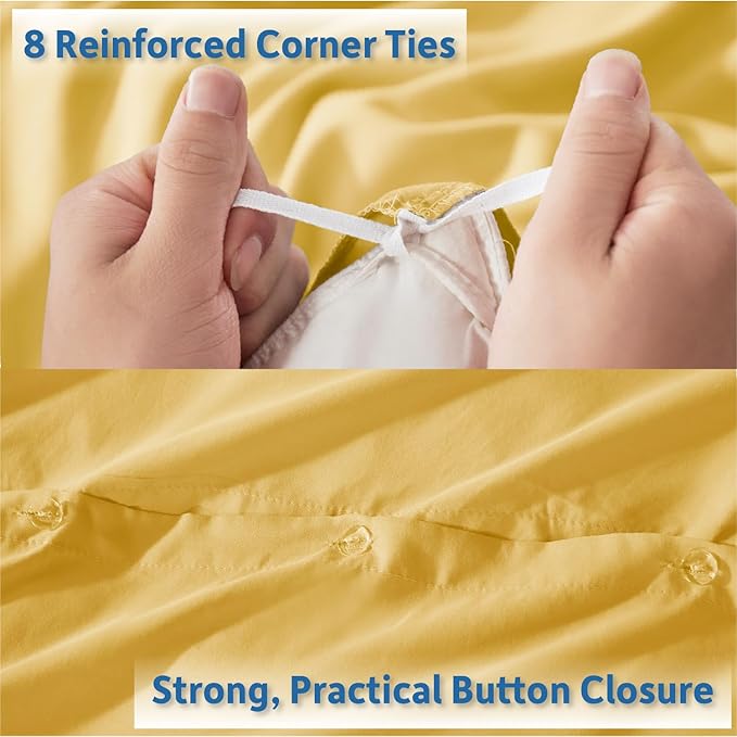 Nestl Yellow California King Duvet Cover Sets - Soft Double Brushed Cal King Duvet Cover, 3 Piece, with Button Closure, 1 Duvet Cover 104x98 inches and 2 Pillow Shams