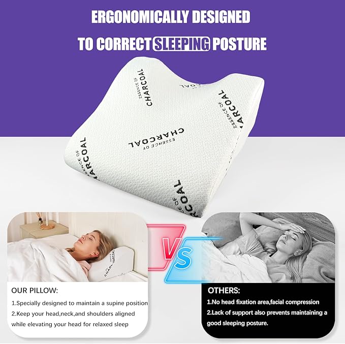 Anti-Roll Back Sleeping Training Pillow - Stable Head & Base of Neck Positioning for Post-Procedure Comfort, Facial Care & Beauty Sleep - Memory Foam Solution (White)