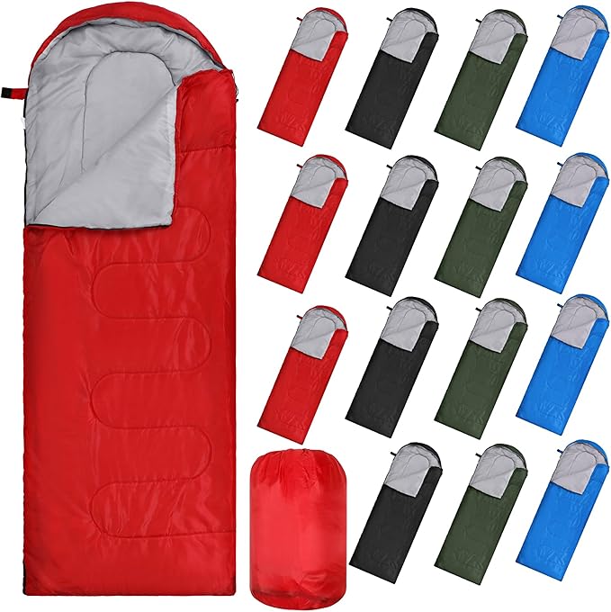 Tudomro 16 Pack Winter Camping Sleeping Bags Bulk for Homeless Adults Cold Weather Lightweight Waterproof Compact Backpacking Sleeping Bag Gifts for Travel Hiking Christmas