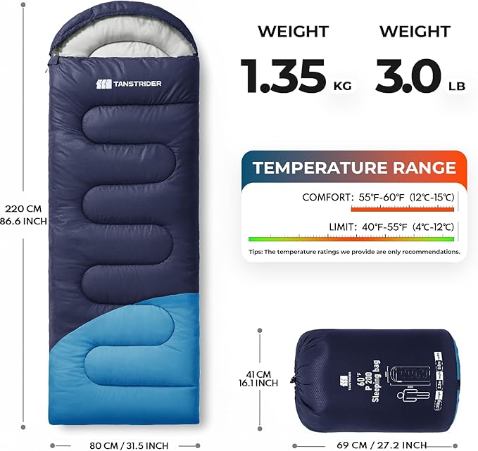 Sleeping Bags for Adults Warm Weather,Backpacking Compact Lightweight Camping Sleeping Bag with Compression Sack for Kids,Camping Essentials Gear for Hiking,Travel,Climb,Outdoor, Indoor