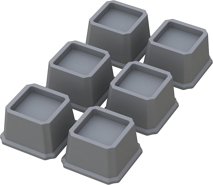 Bed Risers 2 Inch Heavy Duty Bed Elevators, Set of 6 Lifts Up 2000 lbs Furniture Riser for Sofa and Table, Gray