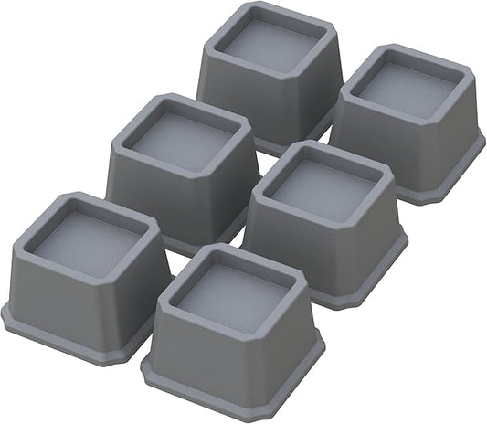 Bed Risers 2 Inch Heavy Duty Bed Elevators, Set of 6 Lifts Up 2000 lbs Furniture Riser for Sofa and Table, Gray