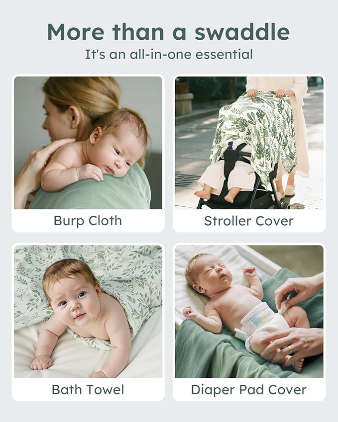 Yoofoss Muslin Swaddle Blankets, Organic Baby Blankets, 47 x 47 Inches Receiving Blanket for Baby Boys and Girls, Baby Essentials for Newborns Soft Breathable (Pack of 2)