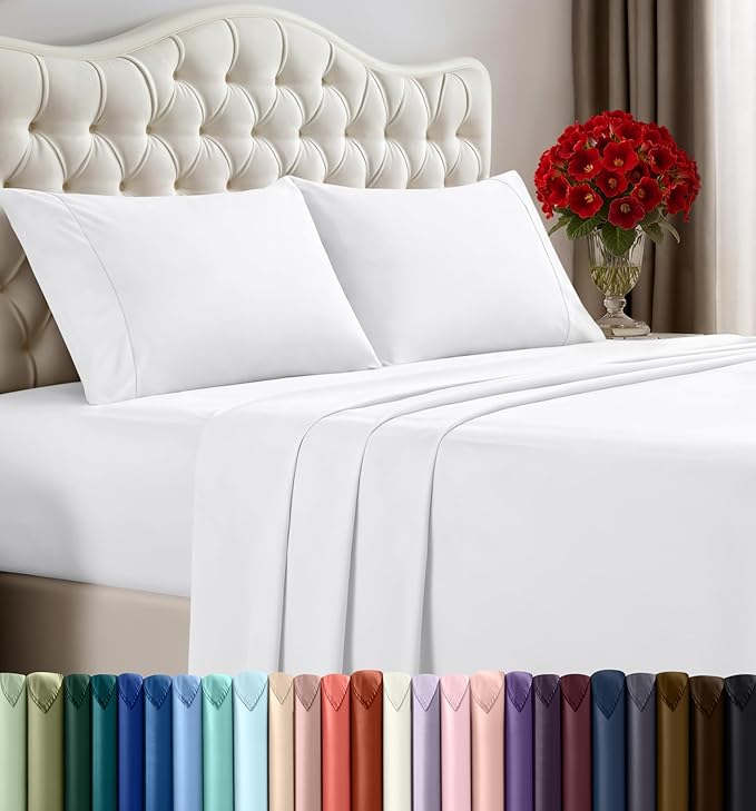 Utopia Bedding California King Sheet Set – 4 Piece Bed Sheets for Cal King Size Bed, Soft and Breathable Microfiber, Includes 1 Fitted Sheet, 1 Flat Sheet and 2 Pillowcases (White)