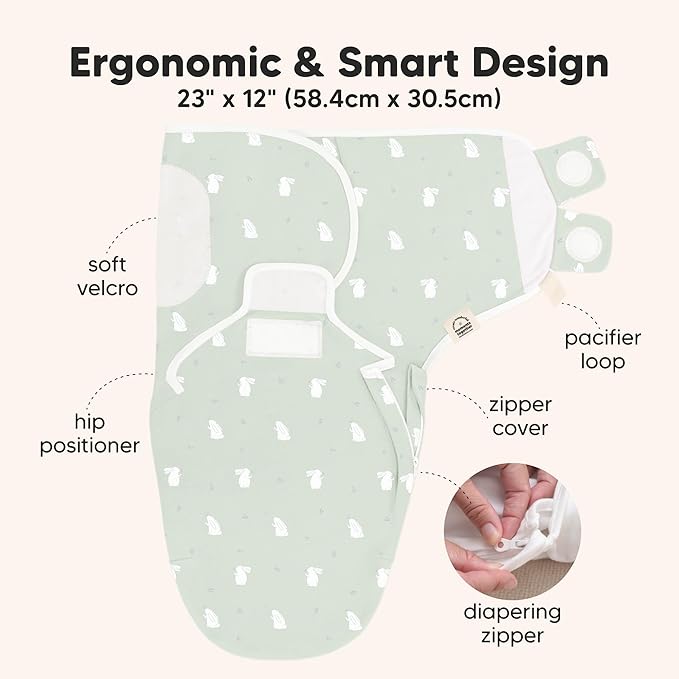 Baby Swaddle Sleep Sacks with Zipper - 3-Pack Swaddles for Newborns 0-3 Months, Infant, Baby Girls, Boys, Soft & Durable Newborn Sleep Sack, Easy Diaper Change Swaddling Blanket (Bunnies, OS)