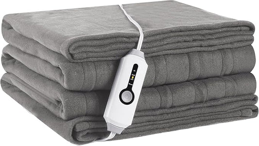 Electric Heated Blanket Full Size 72"x84" - Soft Fleece Heated Blanket with 4 Heating Levels ＆ 10 Hours Auto Off, Faster ＆ Warmer - Ash Grey