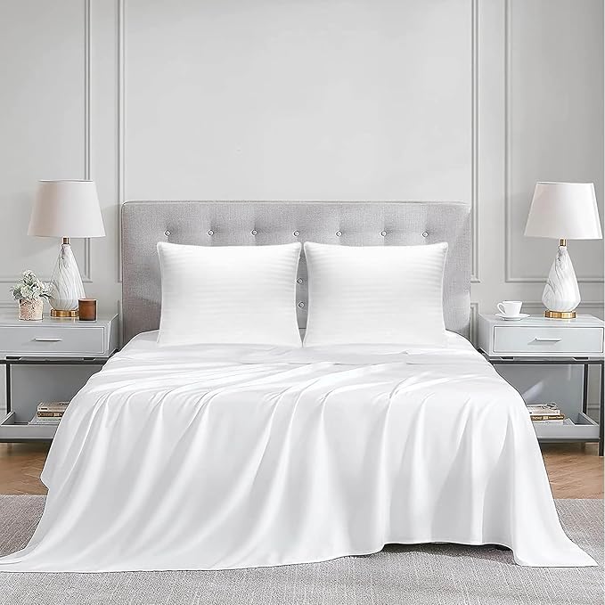 Down and Feathers Pillows Standard Size - Premium Soft Pillow Authentic Canadian White Goose Down 80% Feather 20% Down w/100% Cotton Cover for Comfort Luxury Experience