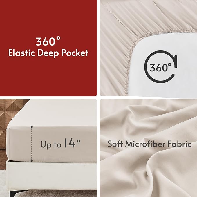 MUXHOMO 5 Pieces Twin Comforter Set, Reversible Bed in a Bag Twin Size, All Season Bedding Set with Comforter, Flat Sheet, Fitted Sheet, Pillowcases & Shams, Sage Green & Beige