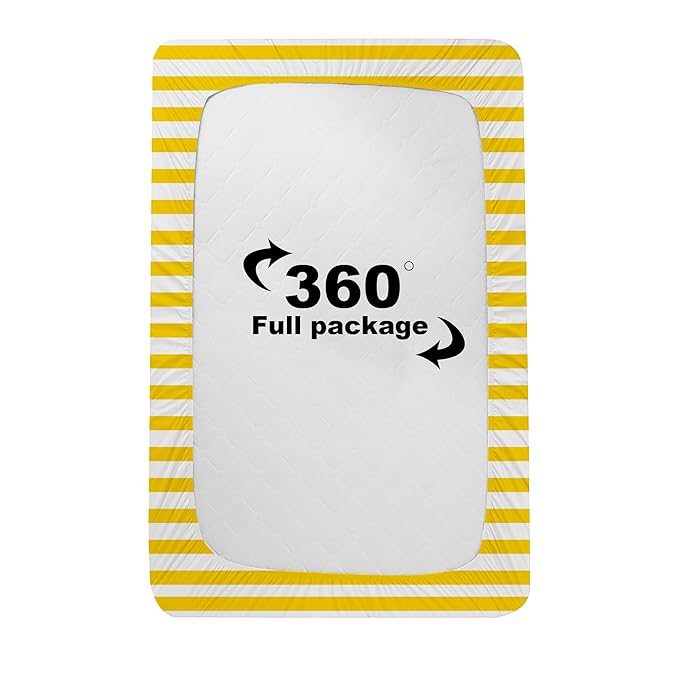 NTBAY 100% Brushed Microfiber Striped Fitted Crib Sheet, Super Soft and Cozy 28x52 Yellow and White Crib Sheet for Standard Crib and Toddler Mattresses, Boys, Girls, Unisex, 28x52 Inches